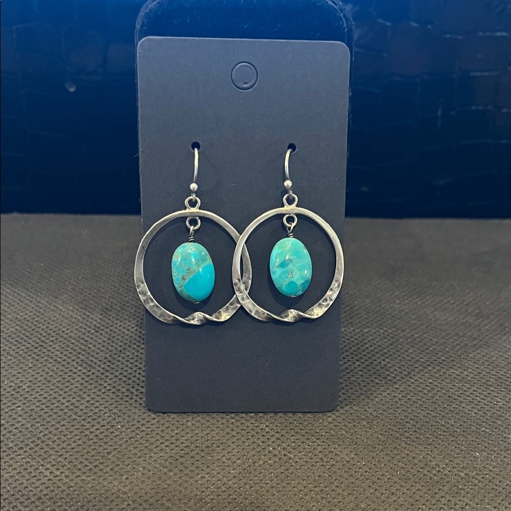 Silver and Turquoise Dangle Earrings